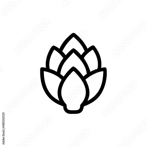 Line art illustration of an artichoke vegetable in minimalist style  