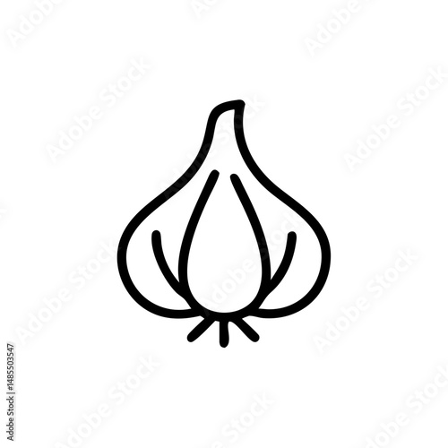 Garlic bulb illustration in minimalist line art style  