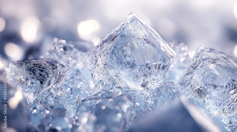 Obraz premium Close-up Ice Cubes Abstract Background, Refreshment