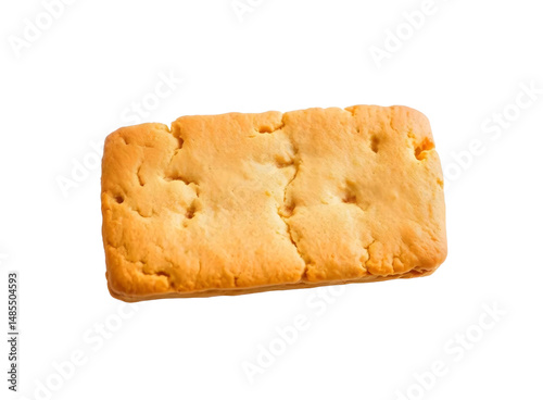 Golden rectangle cracker biscuit or cookies in PNG transparent background, clip art bakery food