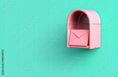 Pink mail slot with envelope photo