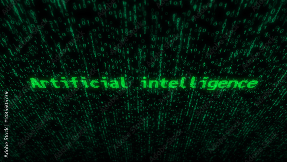 Obraz premium Artificial intelligence text typing on display screen