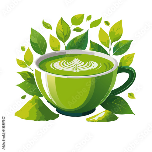 Japanese green matcha tea vector graphic design