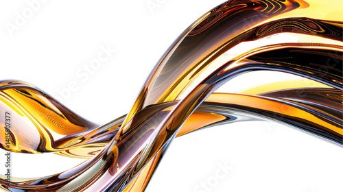 Dynamic Abstract Wave Design in Gold and Silver Colors with Fluid Motion and Reflective Texture