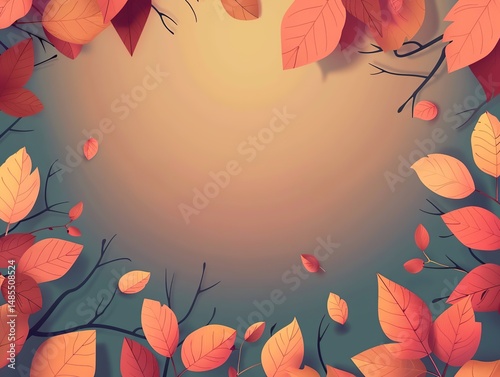 Autumn leaves background. Top view with copy space for your text
