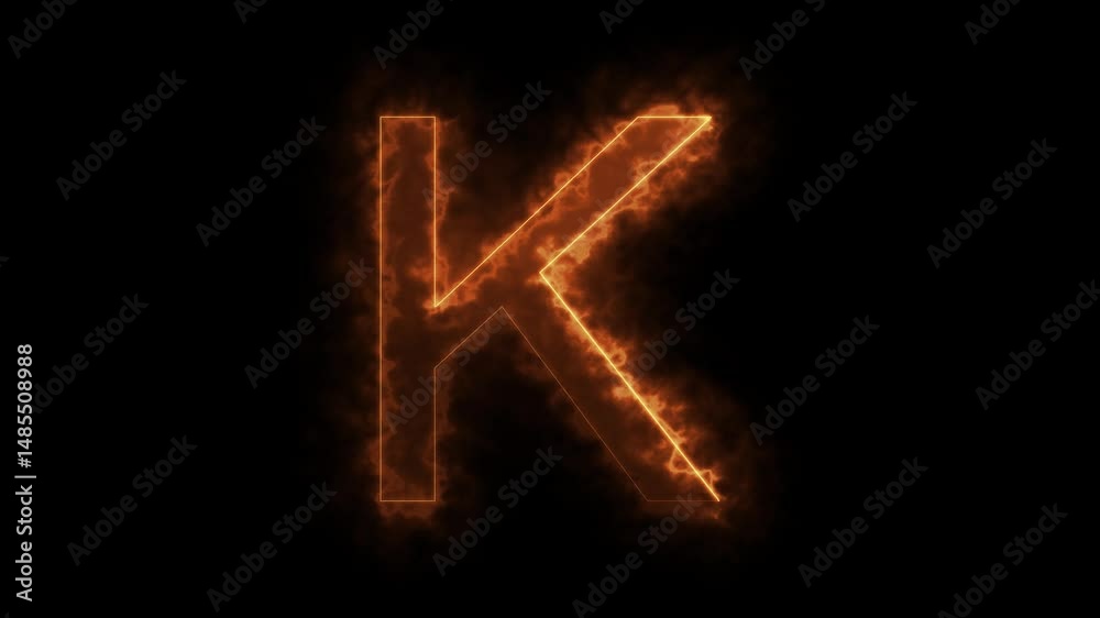 Animated neon letter K. K text icon animation by glowing neon. Letter concept. Animated neon letter K. K text icon animation by glowing neon. Letter concept.