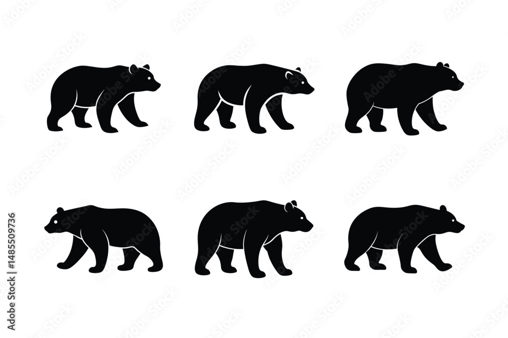 Naklejka premium Walking Bear Silhouette Illustration