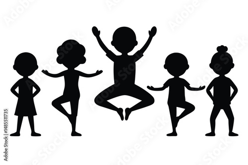 Yoga Parade Silhouette Vector  Celebratory Wellness March Illustration for Yoga Events