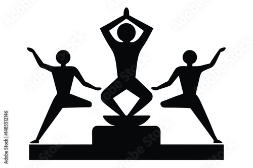 Community Yoga Award Silhouette Vector Celebrating Unity and Wellness in Yoga
