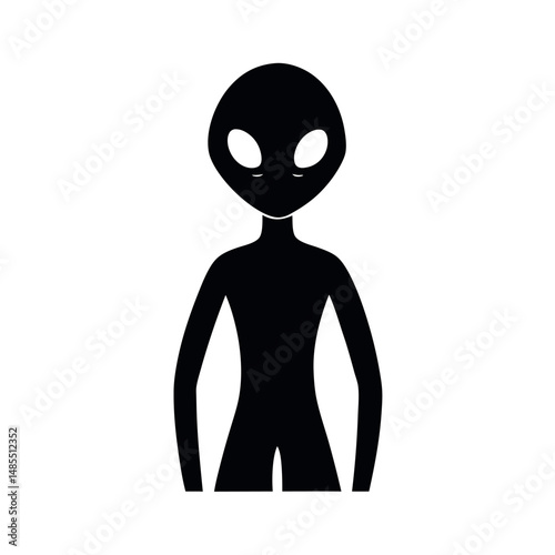 Alien Believer Black Silhouette Vector