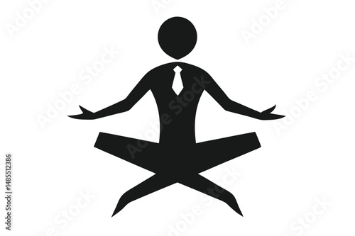 Corporate Yoga Silhouette Vector – Professional Wellness and Mindfulness Illustration