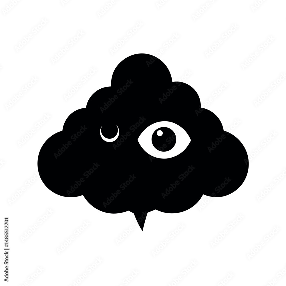 Fototapeta premium Whimsigoth Cloud Eye Black Silhouette Vector