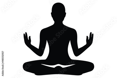 Hands Gyan Mudra Yoga Silhouette Vector  Meditation and Spiritual Gesture Illustration