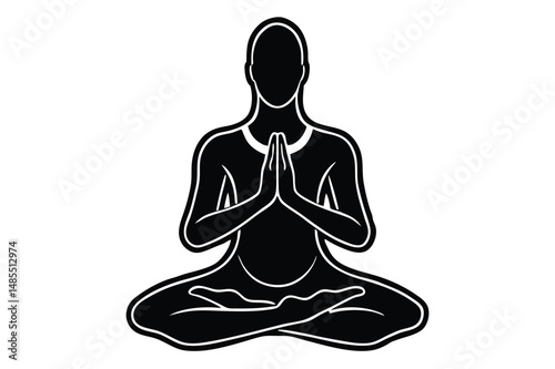 Hands Gyan Mudra Yoga Silhouette Vector  Meditation and Spiritual Gesture Illustration