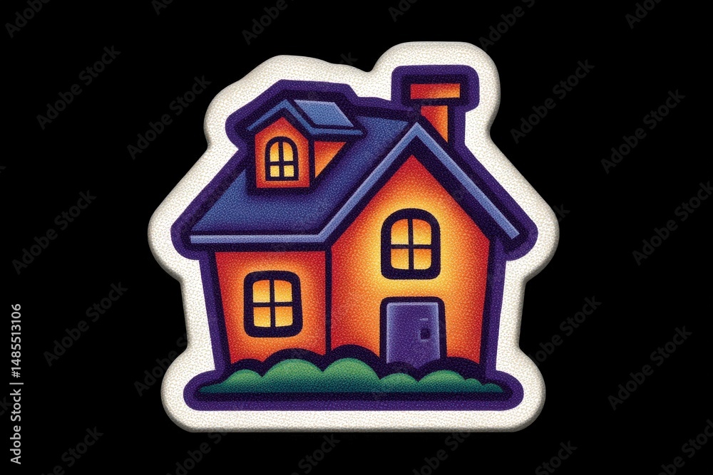 Fototapeta premium Whimsical depiction of a charming house illustration showcasing bright orange shades and playful design elements creating a cozy inviting atmosphere full of warmth and artistic expression
