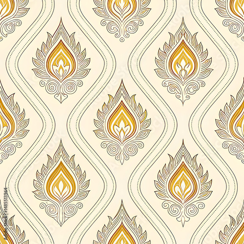 Minimal Thai Kanok Pattern – Modern Seamless Golden Line Design
