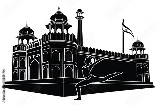 Senior Citizens Yoga Silhouette Vector  Healthy Aging and Wellness Illustration