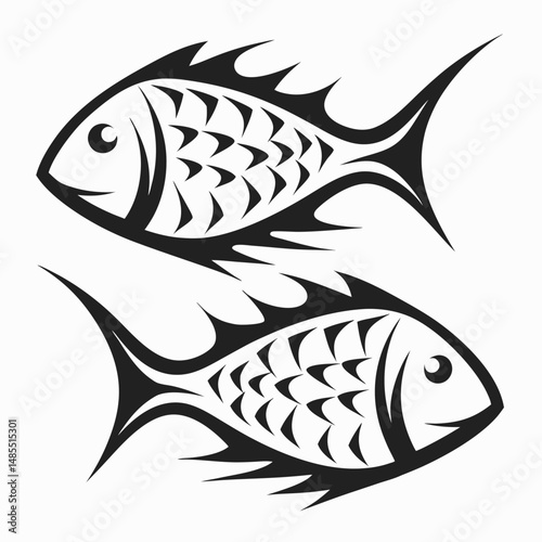 Simplified fish with pointed fins silhouette
