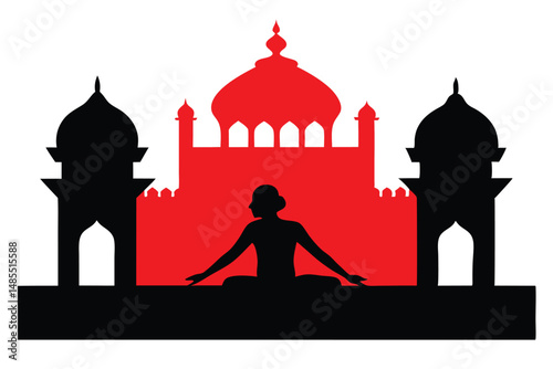 Senior Citizens Yoga Silhouette Vector  Healthy Aging and Wellness Illustration