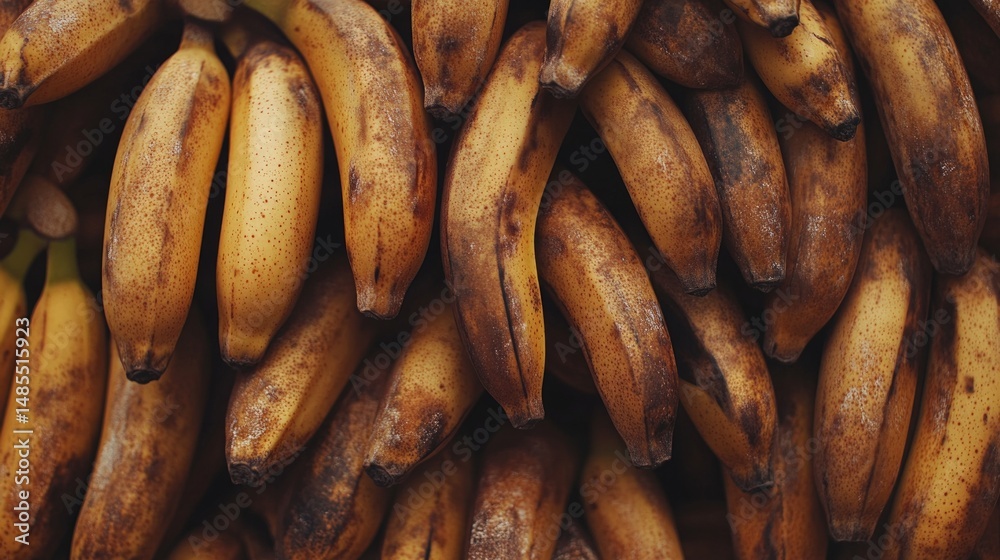 A bunch of bananas are piled up and appear to be overripe A bunch of bananas are piled up and appear to be overripe