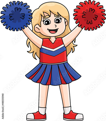 Female Cheerleader High V Motion Cartoon Clipart 