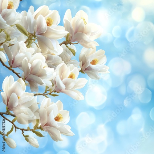 A white branch is set against a blue background with its white-shadowed counterpart positioned below