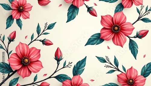 Abstract floral pattern, delicate seamless design, texture, style