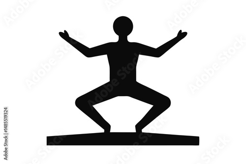 Square Yoga Silhouette Vector  Geometric Meditation and Fitness Illustration