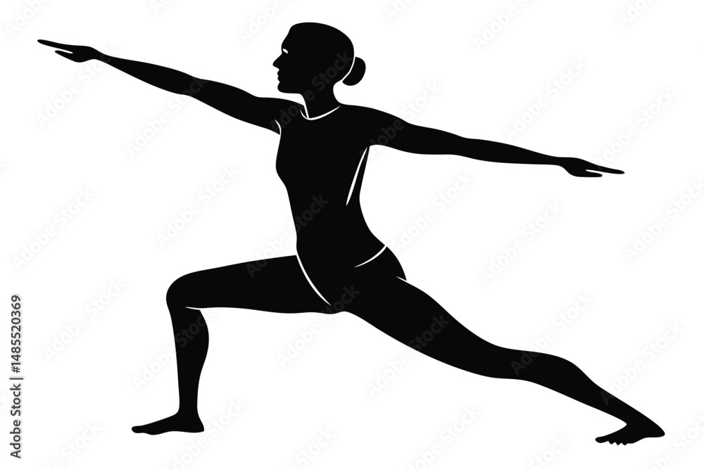 Warrior Pose Yoga Silhouette Vector Strength and Balance Illustration Warrior Pose Yoga Silhouette Vector Strength and Balance Illustration