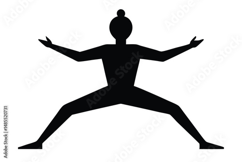 Warrior Pose Yoga Silhouette Vector  Strength and Balance Illustration