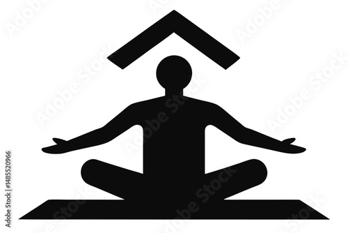 Home Yoga Silhouette Vector  Indoor Wellness and Meditation Illustration