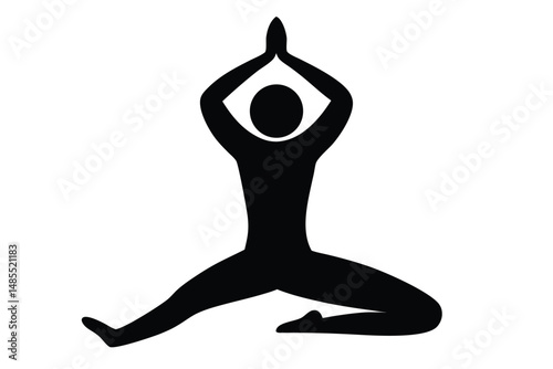 Pain Relief Yoga Silhouette Vector  Therapeutic Stretch Pose Illustration
