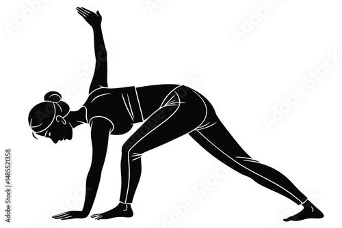 Pain Relief Yoga Silhouette Vector  Therapeutic Stretch Pose Illustration