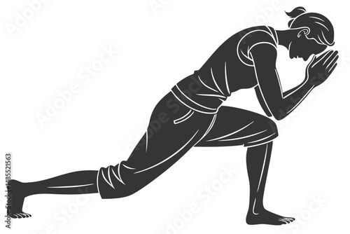 Christian Yoga Silhouette Vector – Faith and Meditation Pose Illustration