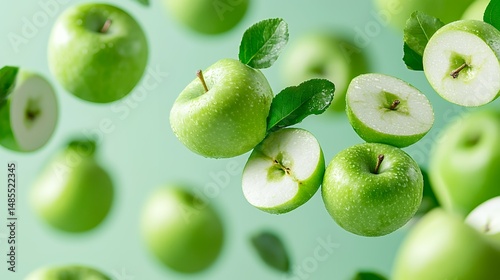 Wallpaper Mural Green Apples Floating in Air Torontodigital.ca