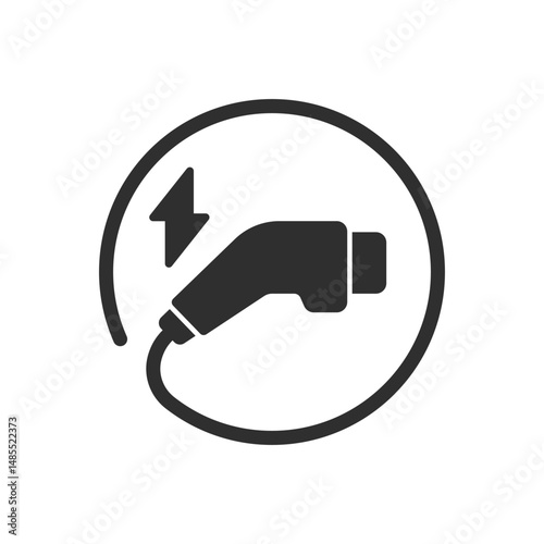 Electric car charger icon in flat style. Ev charger vector illustration on isolated background. Wire adapter sign business concept.