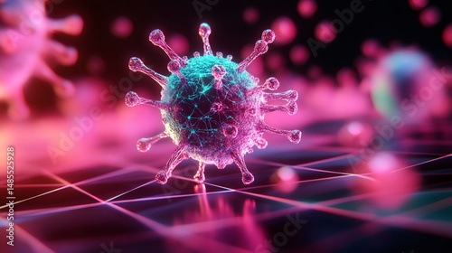 Microscopic view of virus showing propagation and contagion