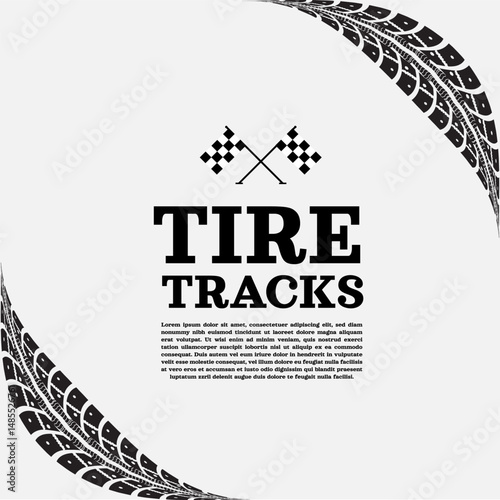 Tire tracks vector illustration. Frame on grey background