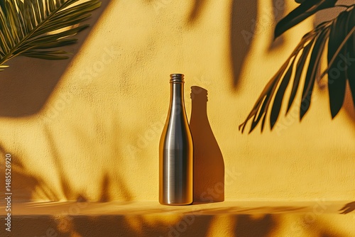 Bottle and shadows in golden setting