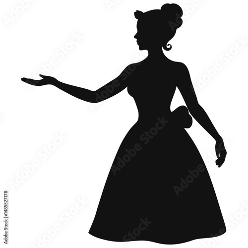 a bride  poses her hands out vector silhouette illustration 