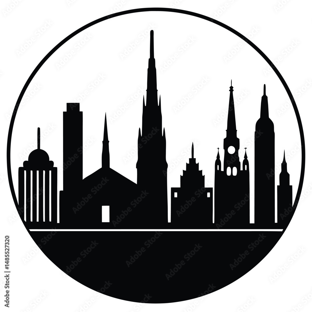 Fototapeta premium travel place vector silhouette illustration 