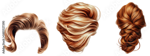 Detailed Collection of Various Hair Styles Isolated on Transparent Background