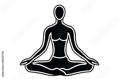 Yoga Meditation Combo Style Silhouette Vector for Wellness and Spiritual Design Concepts