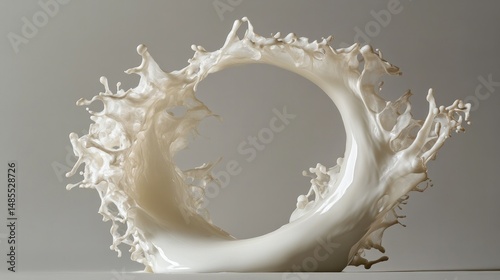 A white splash of milk is captured in a circular shape