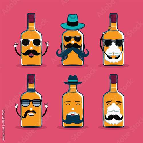 Creative National Rum Day vector collection featuring unique solid color flat illustrations including rum culture, humor, travel, fantasy, and abstract concepts for print and digital projects.