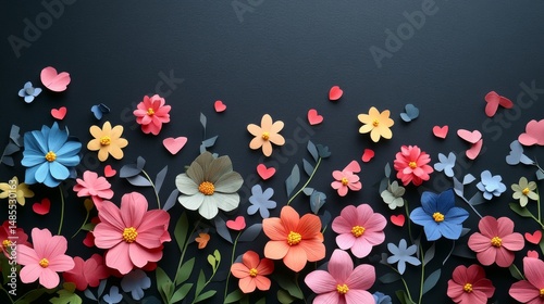 Wallpaper Mural A colorful bouquet set against a dull backdrop, embellished with sparkling confetti Torontodigital.ca