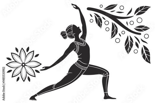 Yoga Traditional Indian t-shirt Style Silhouette Vector – Authentic Cultural Design