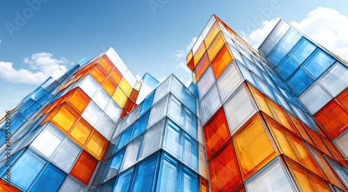 Modern, colorful, abstract building