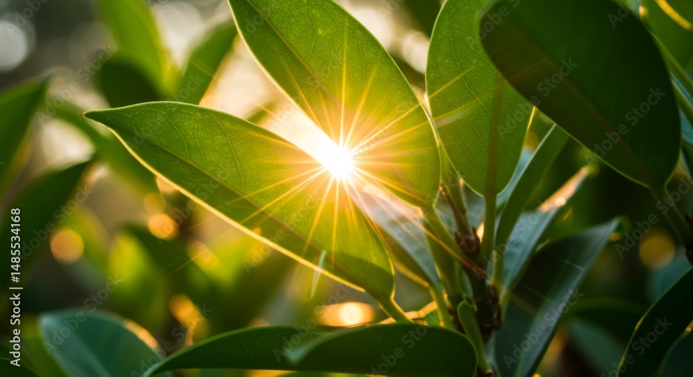 Fototapeta premium Bright Sunlight Through Green Leaves