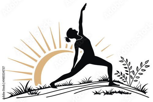 Sunrise Yogi T-Shirt Design Silhouette Vector  Serene Morning Yoga Art